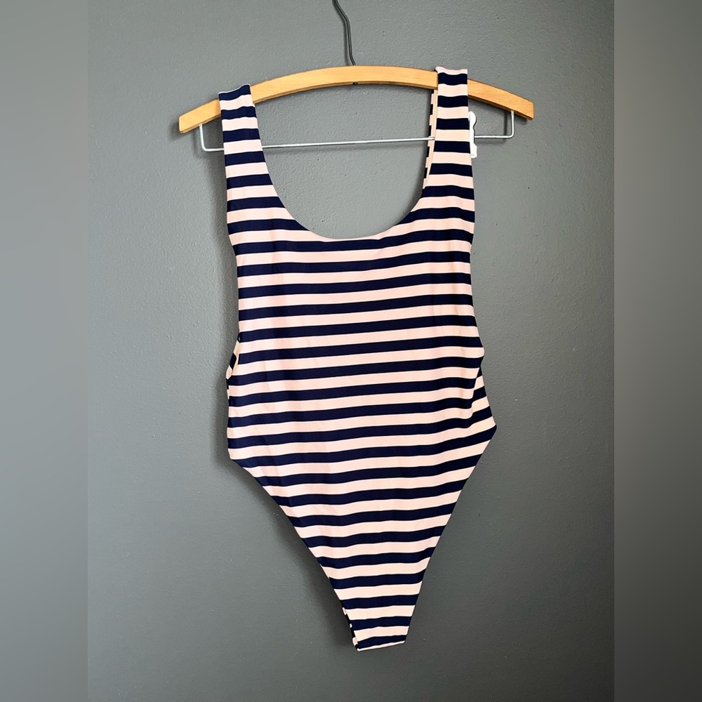 aerie Navy and Pink Striped One-Piece Swimsuit
